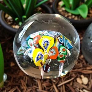 Murano Art Glass Fratelli Toso Paperweight Venetian Vintage Millefiore Floral